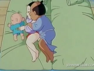 Libidinous anime husband nailing hard his wifes pussy