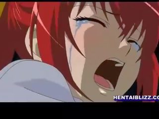 Redhead hentai young lady gets drilled by tentacles