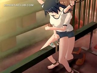 Tied up hentai darling gets cunt vibed hard