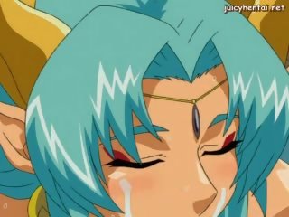 Anime diva doing blowjob and drinking sperm