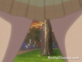 Graceful anime minx in äýnek dildoing her kiçijek amjagaz underneath the ýubka in the park