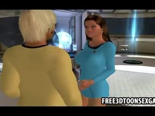 Enticing thgreesome with two charming 3d cartoon alien babes