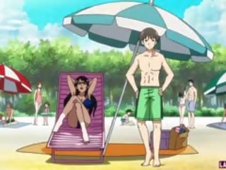 Hentai divinity i bikini blir knullet på den strand