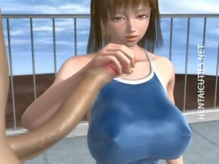 3D hentai street girl take putz at poolside