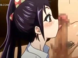 Horny anime teeny blowing and fucking giant pecker