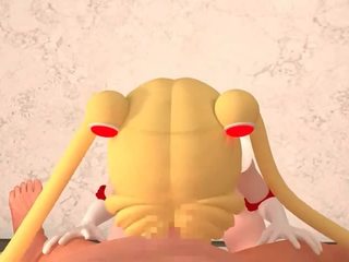 Blonde animated teenie sucking