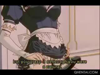 Hentai maids knulling strapon i gangbang til deres tenåring