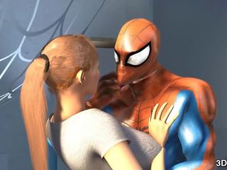 Spider man fucks busty blonde diva