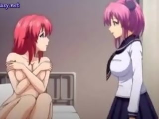 Alluring redhead anime babes pagkakaroon malaswa pelikula sa grupo