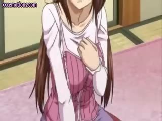 Tenåring anime datter blir brystvorter slikket