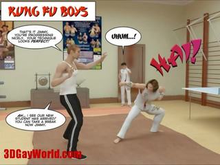 Kung fu striplings 3d homosexuální karikatura živý komiks