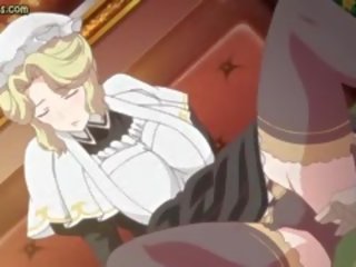 Blond anime mit massiv brüste reibt