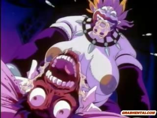 Hentai facet przyłapani i brutalnie pieprzony przez potwór cycuszki anime